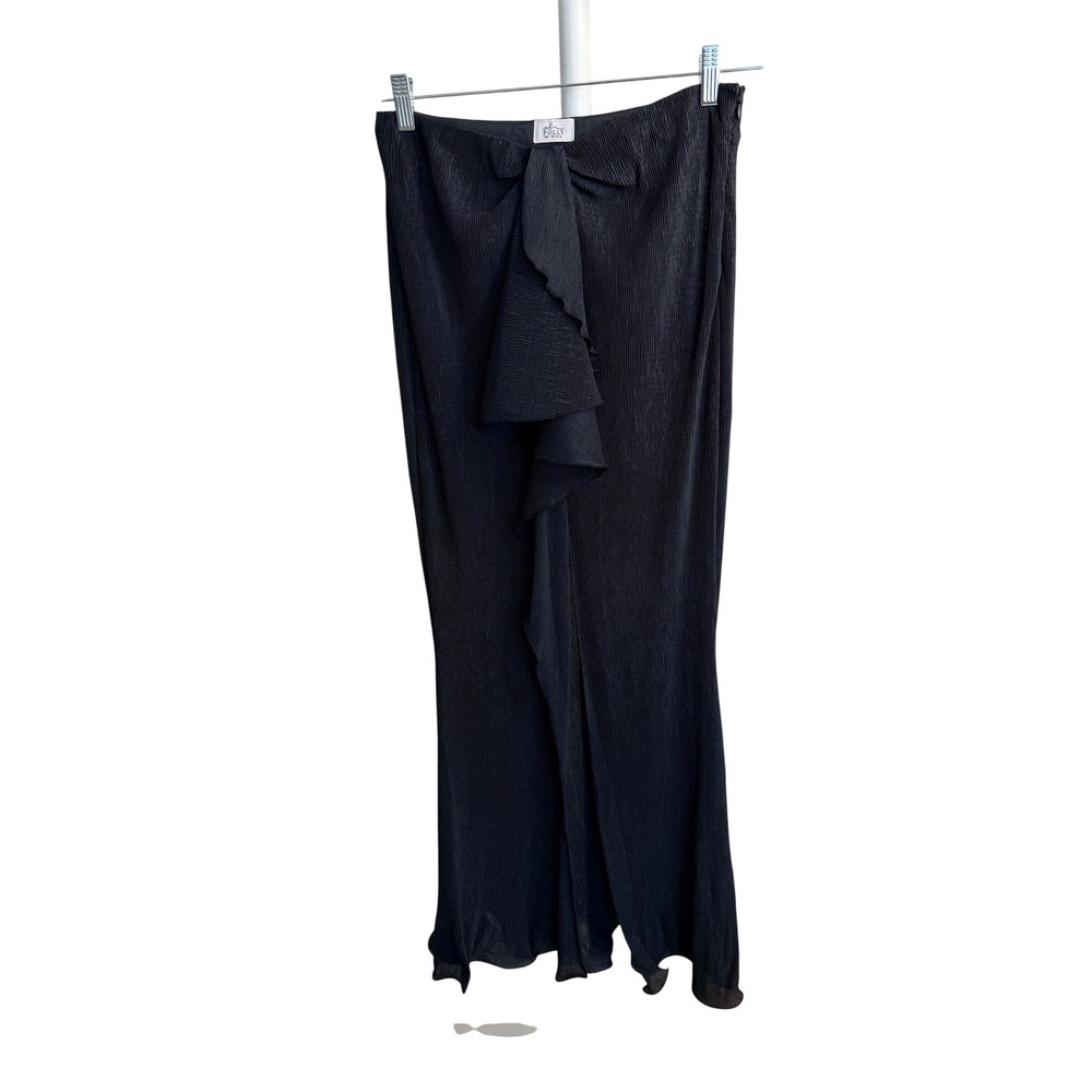 Oh Polly Black Plisse Ruffle Front Maxi Skirt US 6 UK 10 High Waist Column Skirt - Picture 2 of 6